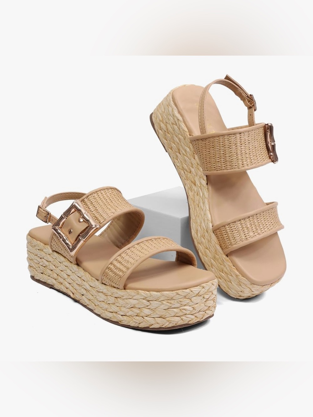 Women’s Platform Sandals Open Toe with Buckle Strap